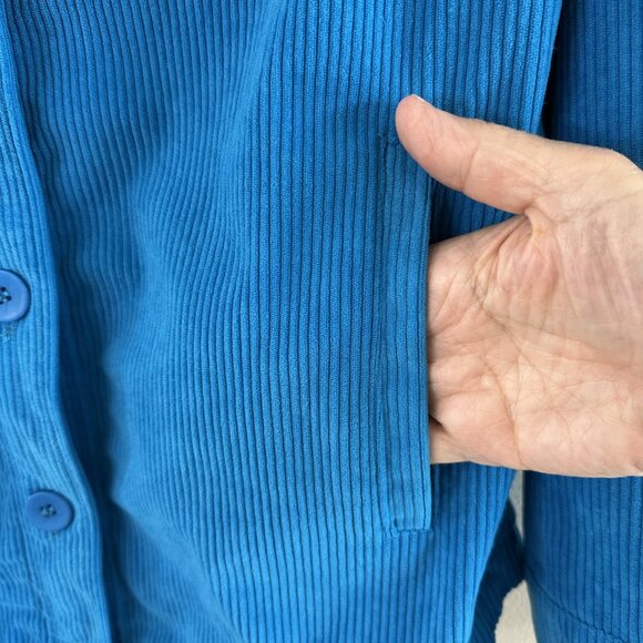 AVEC LES FILLES Tamra Corduroy Shirt Jacket Blue Small - Picture 9 of 11